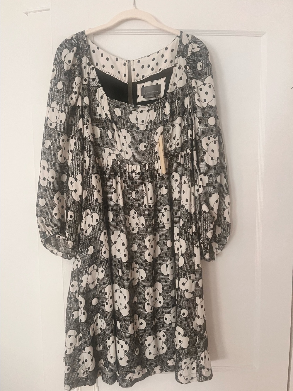 Women’s Anthropologie Black & White Floral Print Dress. Size 12